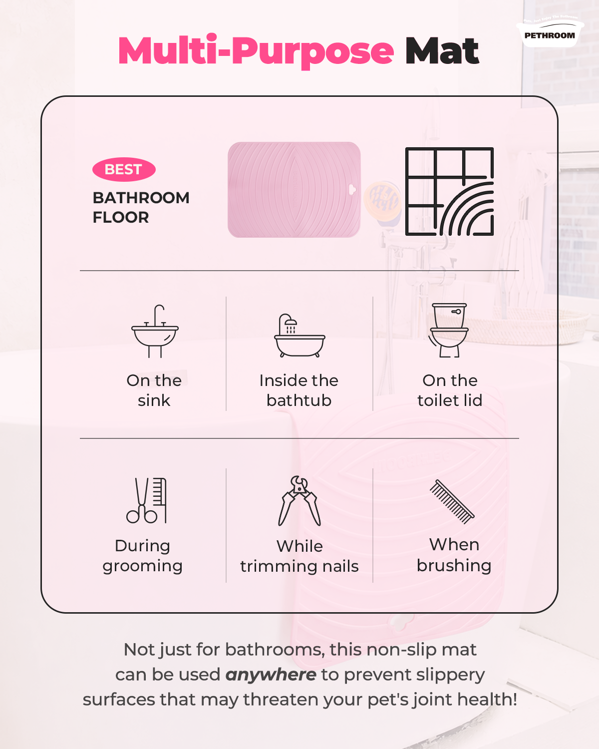 Pink Non-Slip Shower Mat