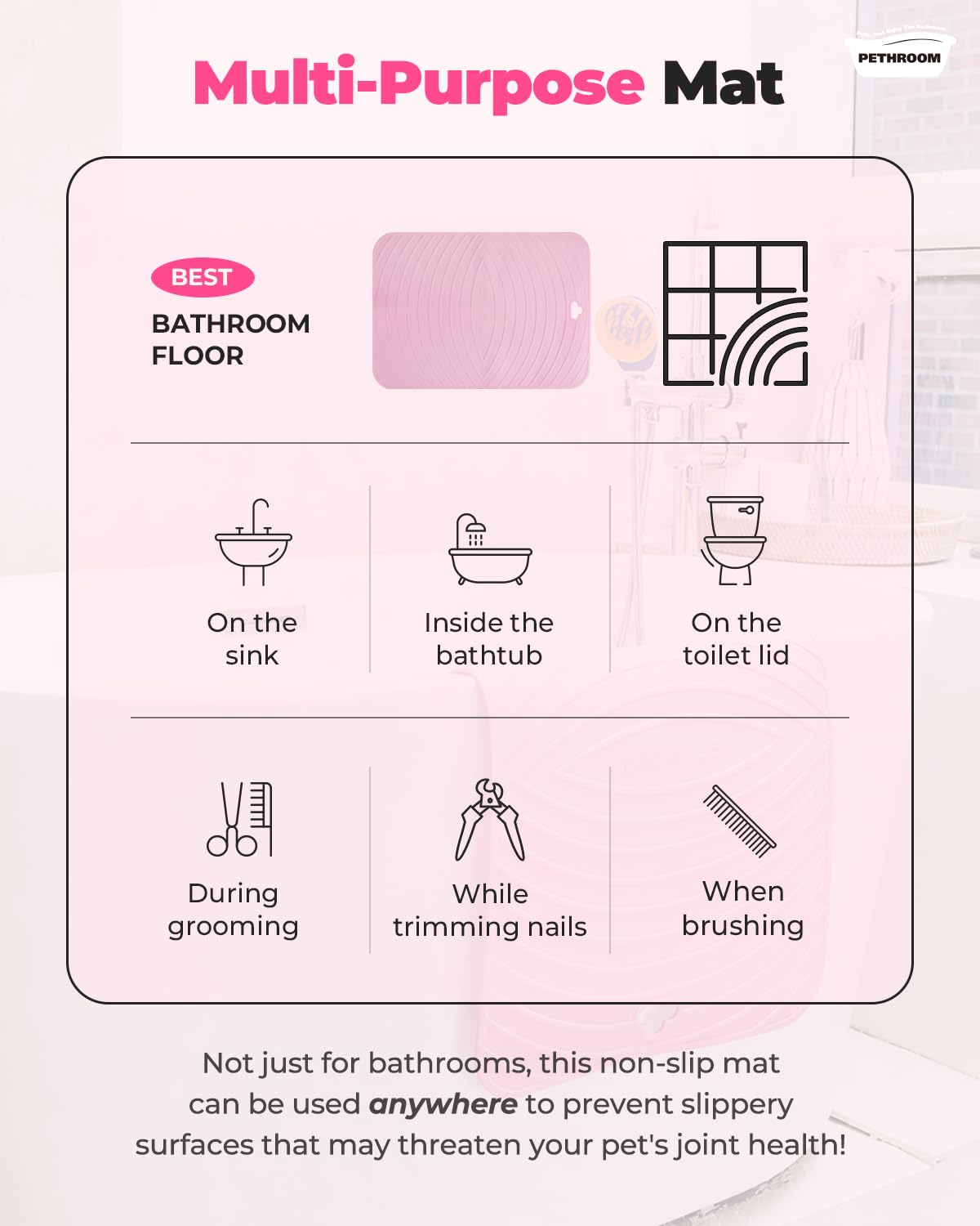 Pink Bath Bundle - Pink Dog & Cat Shampoo & Pink Non-Slip MAT
